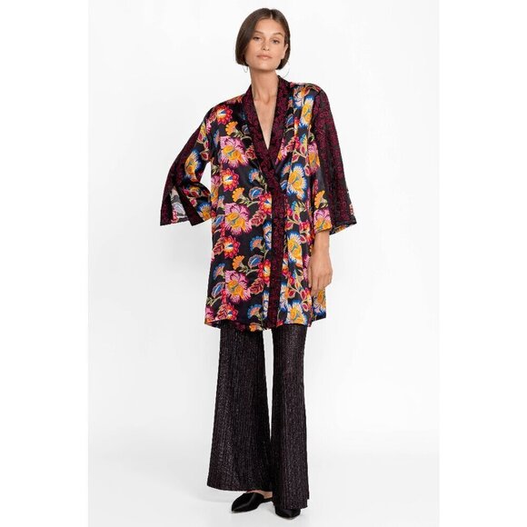 💕JOHNNY WAS WORKSHOP💕 Sedonia Kimono 100% Silk ~ Floral Print XS NWOT - Picture 8 of 16